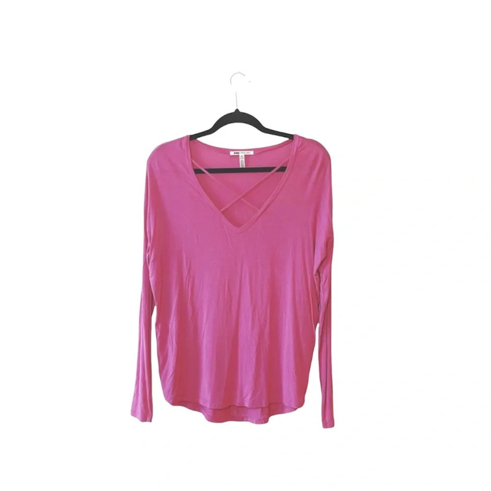 Victoria’s Secret PINK Super Soft Tee Dark Pink Strappy V-neck Xsmall Women’s